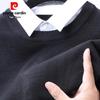 Pierre Cardin Men's Mock Layered Shirt Collar Knit Sweater