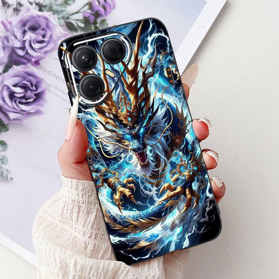 Черный Силиконовый Чехол Для Tecno Pova 7 4G 5G / Pova 7 Pro Pova7 Ultra Neo Funda Дизайн Кошка Цветок Дракон Бампер Мягкая Capa