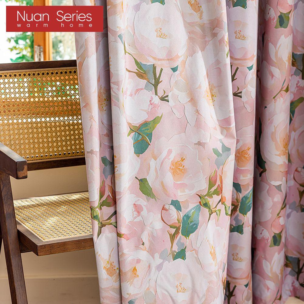 1 шт. Серия Nuan Стиль Французская Деревня Блэкаут Шторы Розовый Принт Камелии Шторы для Спальни Гостиной Балконного Окна для Домашнего Декора