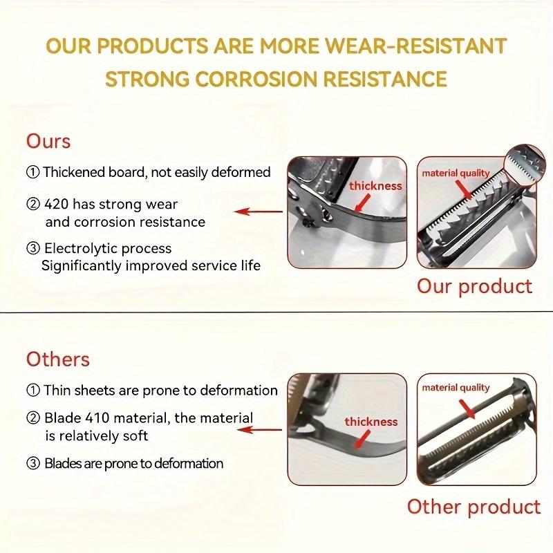 Многофункциональная овощечистка из нержавеющей стали — удобная в использовании, прочная овощерезка для фруктов и картофеля для использования дома и в ресторане, легко очищается