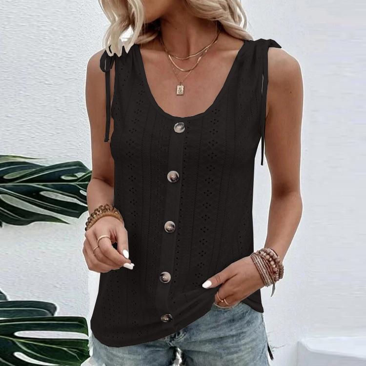 Spring and Summer New Women's Sexy Casual Solid U Neck Tank Top