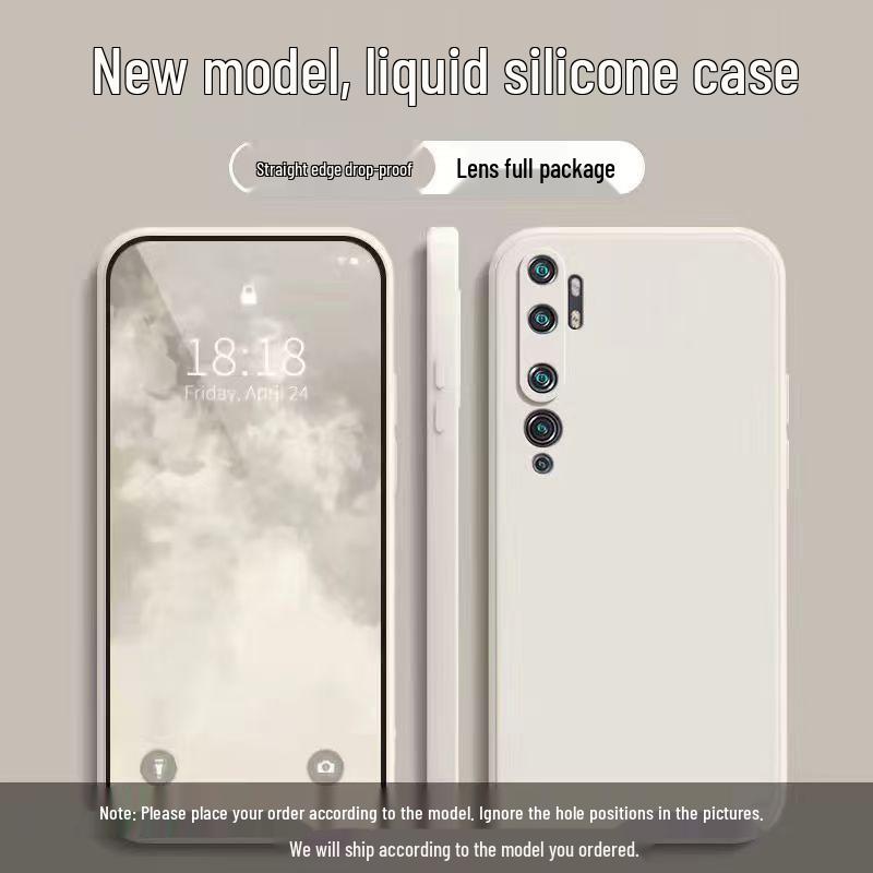 Совместимо с Xiaomi CC9 Pro: Однотонный, Дизайн Кубика Рубика, Жидкий Силикон, Полностью Покрывающий, Ударопрочный, Мягкий Чехол с Прямыми Краями.