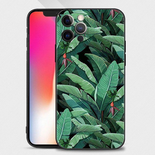 Чехол для Iphone 14 13 12 11 Pro Max Mini Xs Max Xr X 7 8 Plus 6s, мягкий силиконовый чехол Fundas, винтажный банановый лист, цветок