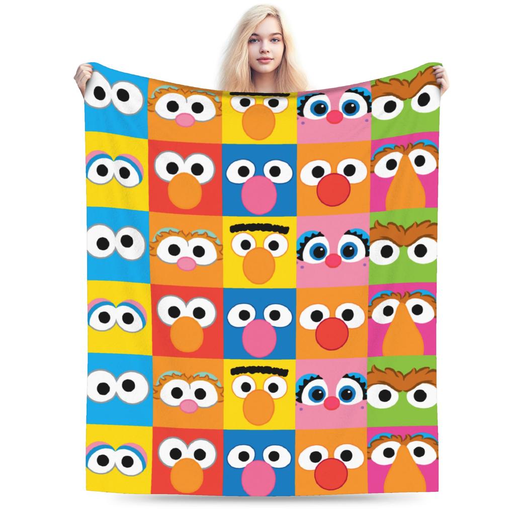 Sesame Street Cartoon Blanket Elmo Lovely Flannel Funny Breathable Throw Blankets for Bedding Lounge Textile Decor