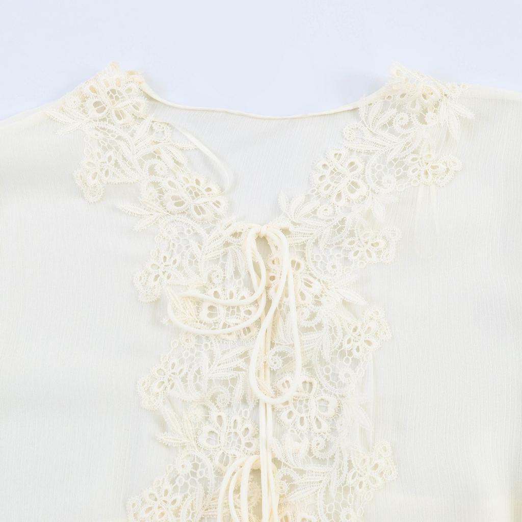 European and American Style New Women's Fashion Trendy Patchwork Lace Shirt 5919217 712