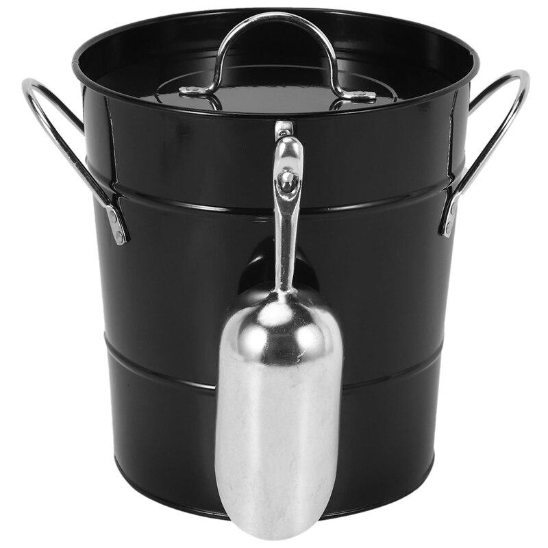 Tin densified bucket with lid round portable ice bucket small ice bucket beard bark beer bucket ice cubes ice cube container | ice bucket and clips