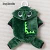 Windproof Dinosaur Jumpsuit Velvet Dog Hoodie Funny Dog Sweater  Winter