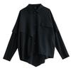 Рубашки и блузки винтажные черные оверсайз с длинным рукавом для блузки Повседневные свободные весенне-осенние топы женская рубашка на пуговицах