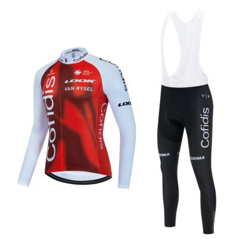 Mens Long Sleeve Cycling Jersey Set Breathable Quick-Dry Road Bike Outfit With Team Designs