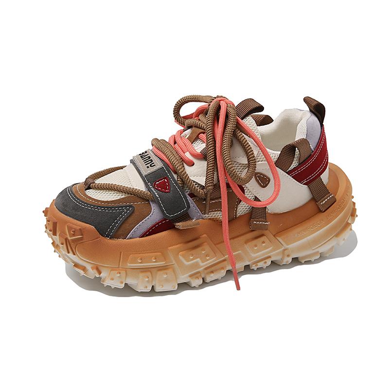 2024 Women Color Block Thick Sports Shoes Designer Bottoming Running Shoes Fashionable Casual Height Increasing Casual Shoes