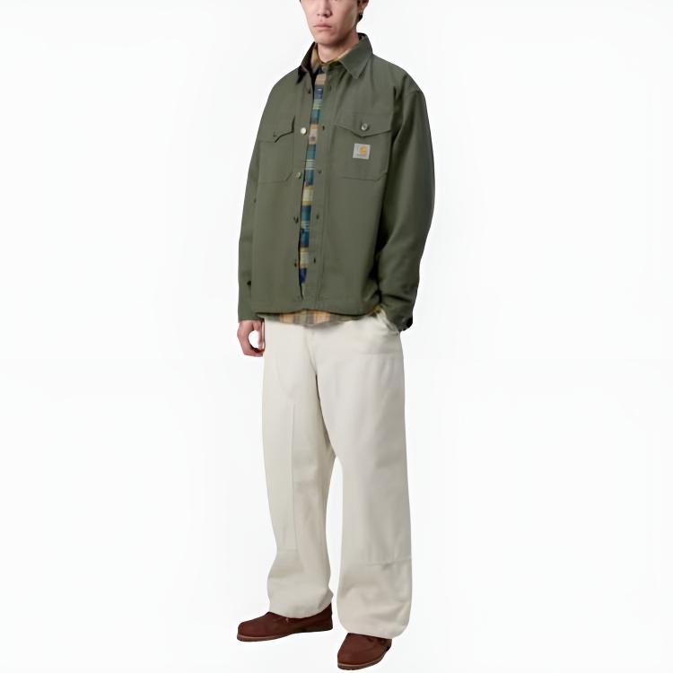 Carhartt WIP FW25 Рубашка Selby Квадратная этикетка с клапаном Двойные нагрудные карманы Длинный рукав Мужские рубашки I035305-2ZX-XX
