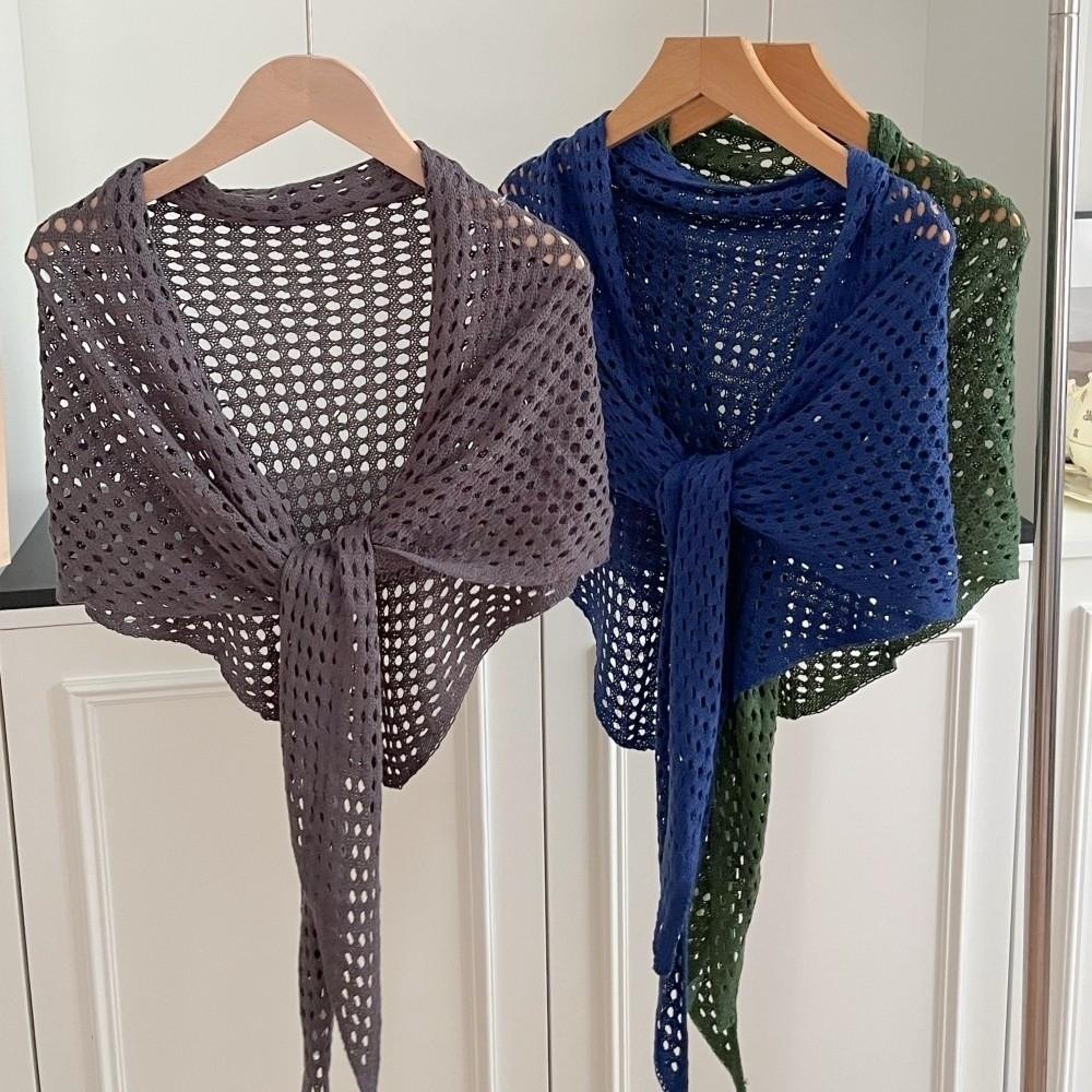 Solid Color Triangle Scarf Shawl Breathable Women Shawl Wrap Fashion Knitted Scarf