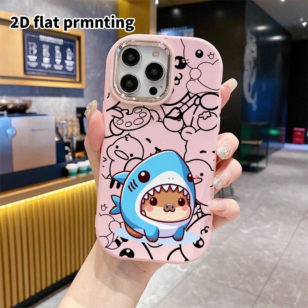 Phone Case: 2D flat, suitable for iPhone 18 17 16 15 14 13Pro protective case, featuring shark coat and capybara, perfect Christmas and Halloween fest
