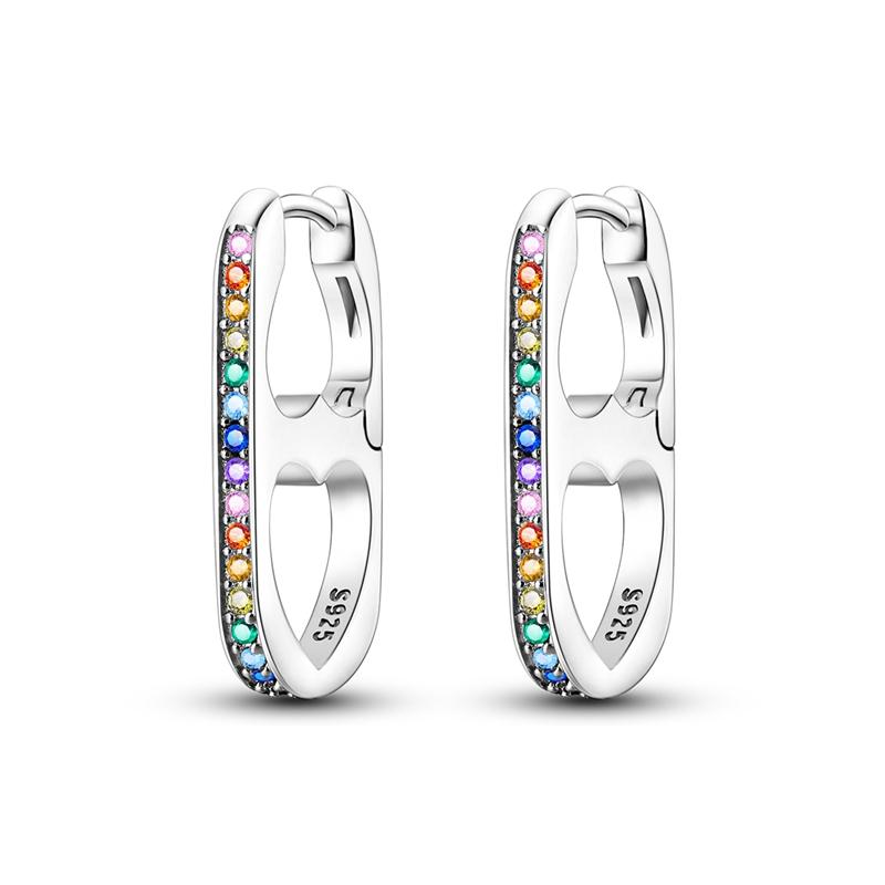 New 925 Sterling Silver Earrings Crystal Me Pave Circular U-shape Stars Hoop Earring for Women Making Jewelry Gift Dropshipping