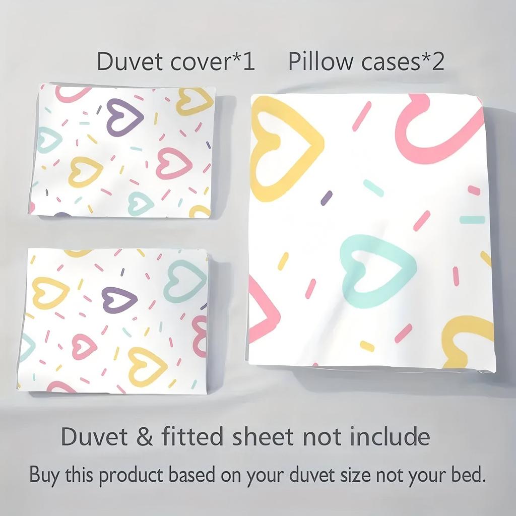 Цветной узор в форме сердца, 3D-принт, комплект постельного белья, простой стиль, набор пододеяльников, мягкий, удобный, домашний, полиэстеровый набор одеял