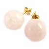 Les Trésors De Lily [M6746] - Gold Plated 'Mineralia' Rose Quartz Earrings - 12 Mm