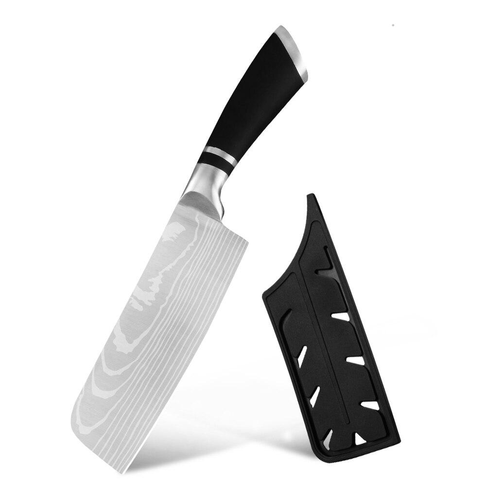 Японский нож Накири 6,5 дюймов лазерный дамасский узор из нержавеющей стали с острым лезвием нож для мяса и овощей инструмент кухонные аксессуары