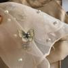 Elegant Embroidered Butterfly Silk Scarf For Women Lightweight Polyester Hijab Shawl Wrap Stole Accessory Gift