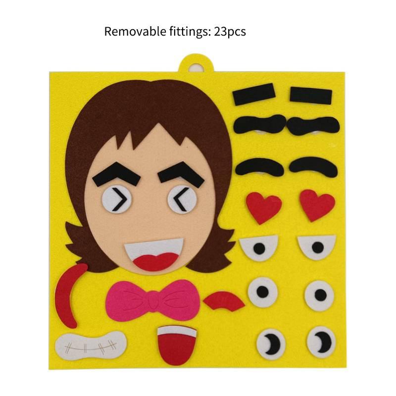 Набор фетровых пазлов для изменения эмоций для детей, сделай сам, нетканый материал с чертами лица