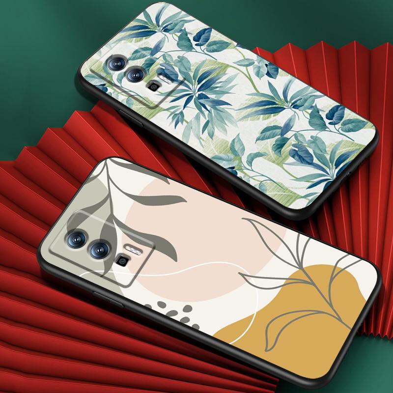 Vintage Flower Leaves For Xiaomi Redmi 9A 9C 9AT 10C 9 9T 10 12C 13C 8 12 K60 A1 K50 K40 5G Black Soft Phone Case