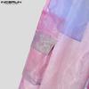 INCERUN Men Tie-dye Elastic Waist Mesh Sheer Stitching Harem Pants Streetwear Partywear
