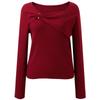 Sancai Women's Plus Size Red Round Neck Knit Sweater