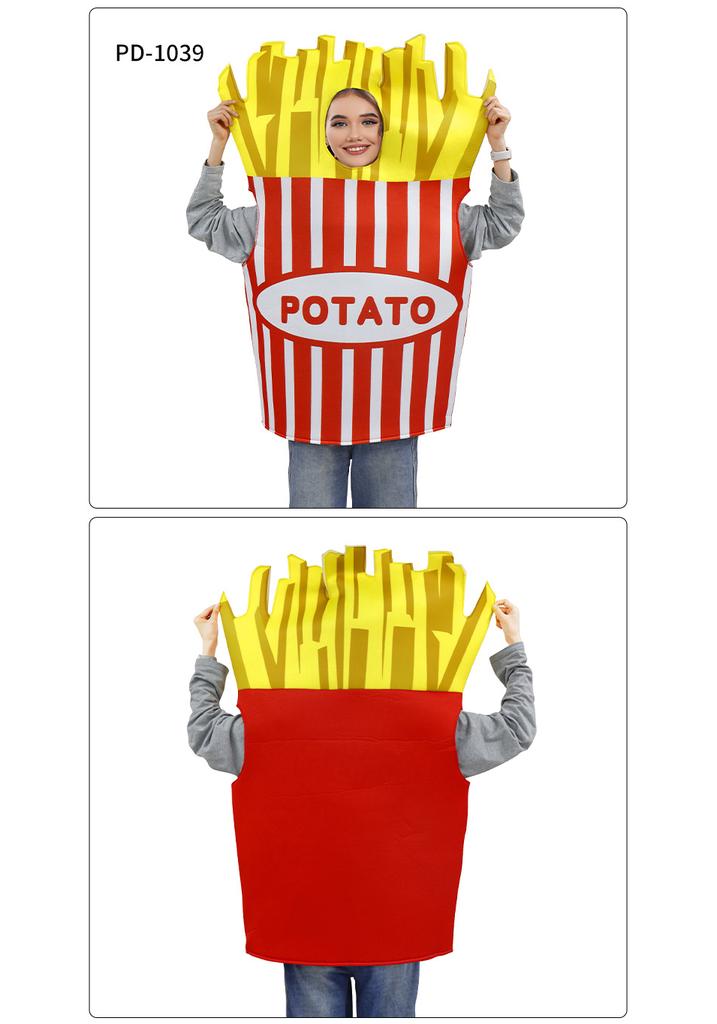 For Cross-border All Saints Snack Party Cos Suit Ketchup Fries Adult Stage Performance Puppet Costume Unisex Polyester