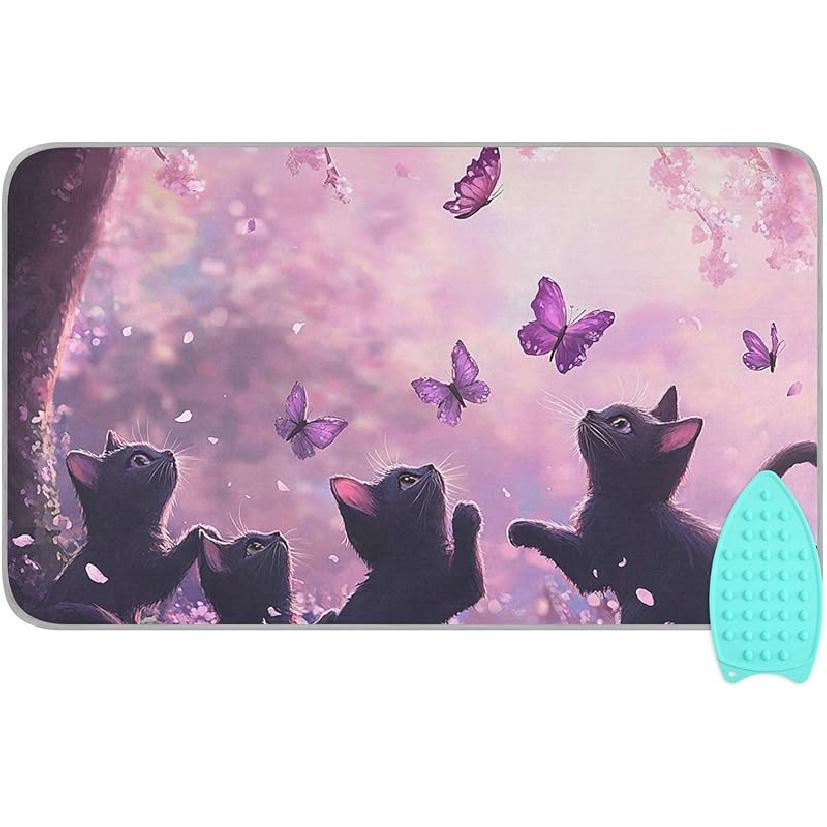 Коврик для глажки для стола Портативное дорожное одеяло для глажки Чехлы для гладильной доски Коврик для прессования Подушки для термопресса 27,6x47,2 дюйма Серые цветы