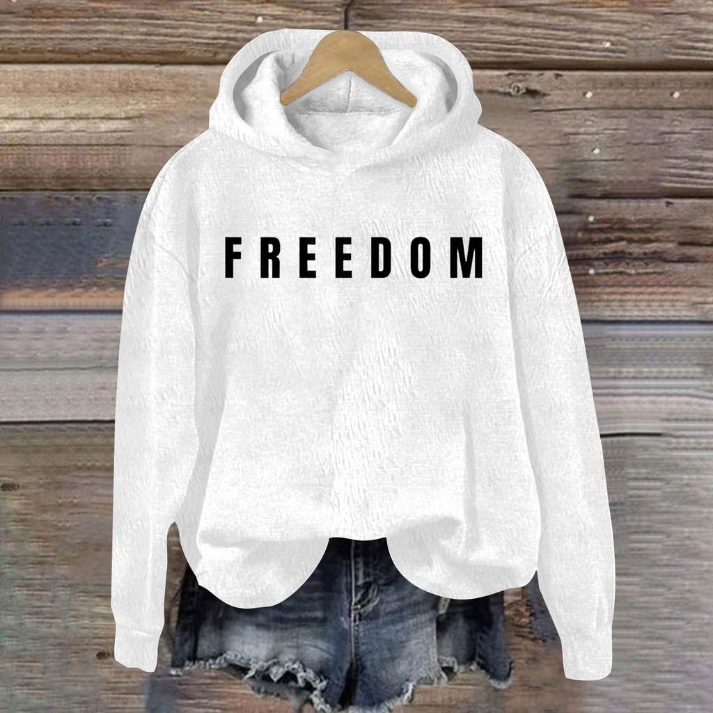 Ladies Fashion Casual Long Sleeve Printed Round Neck Hoodie Pullover Top