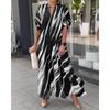 Women's Spring Summer Stripe Printed Split Swing Long Dresses