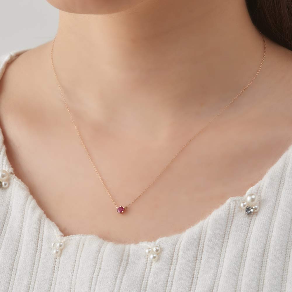 ESTELLE Июльский камень рождения Рубиновое ожерелье из 18-каратного розового золота [Веб-эксклюзив] (0351-9588-0014-0000)