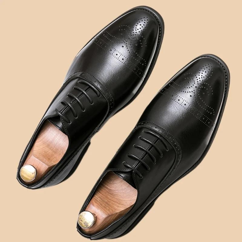Оксфорды мужские туфли с красной подошвой модные деловые повседневные вечерние банкетные повседневные ретро резные туфли-броги на шнуровке