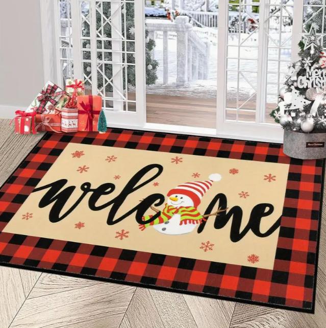 1pc Christmas Dwarf Welcome Door Mat Gingerbread Man Christmas Gift Mat That Perfect for Home and Christmas Decoration Doorways