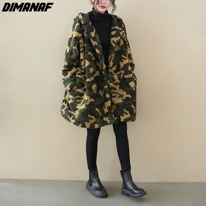 DIMANAF Женские пальто Новые большие размеры Зимние новые кашемировые куртки Пальто Парка с рождественским узором и принтом Дизайн Теплая флокированная верхняя одежда больших размеров
