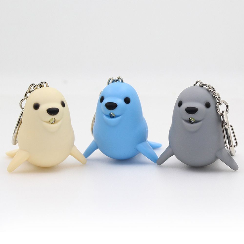 Cute Sea Lion Shape Vocal Key Ring Luminous Key Chain LED Light