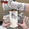 Women Cat Autumn Lightweight Sock Material Breathable Grey White Girls' Wear Playful Sock Cute Cartoon Casual 1 Pair