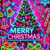 Fluorescent Christmas Door Cover 71x35 Inch Glow In The Dark Door Banner with Santa Tree Gift Box for Winter Front Door Party Wall Decor