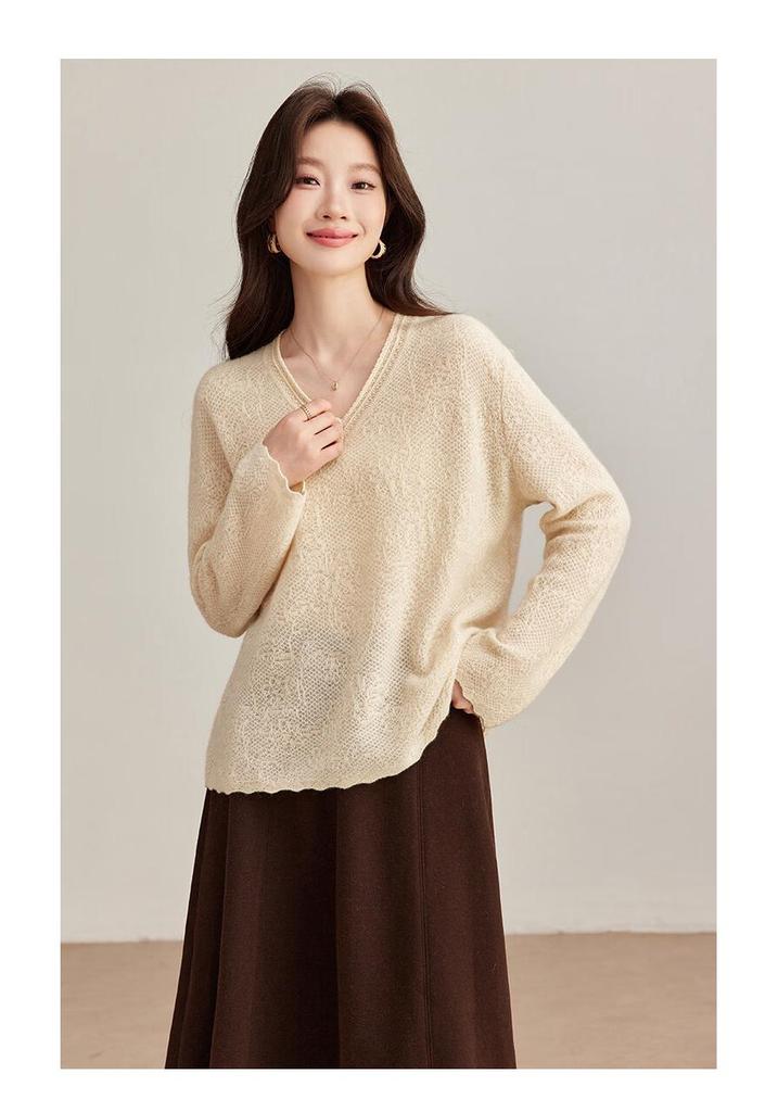 Shexi Lazy Style Hollow-Out Cashmere Sweater