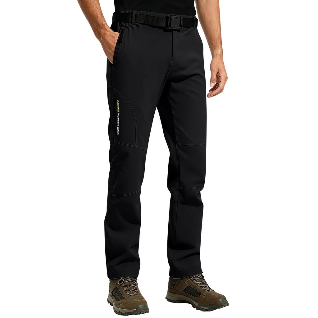 Men's Outdoor Hiking Windproof Breathable Quick Dry Waterproof Softshell Pants with Adjustable Belt for Trekking and Climbing