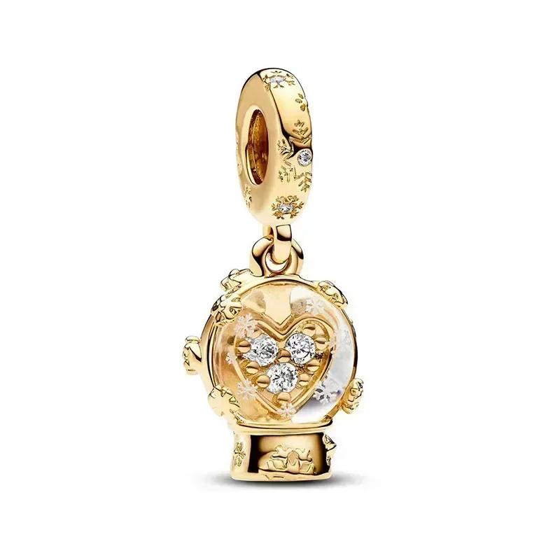 Роскошный золотой цвет серии S925, стерлинговое серебро, классический блестящий кулон «Древо жизни», подходит для оригинального браслета, подарок «сделай сам»