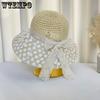 Summer Grass Woven Sun Hat with Large Brim Breathable Lace Fisherman Hat Beach Vacation Versatile Hat