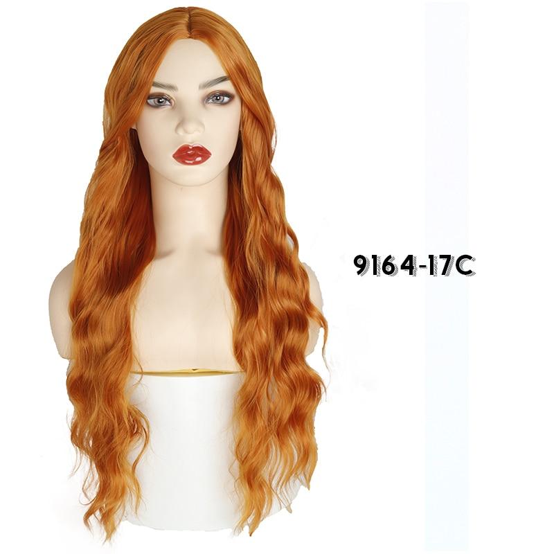 Синтетический длинный оранжевый парик с золотыми медовыми волнами и яркими пятнами, парик для косплея, женский термостойкий средний парик