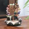 Waterfall Incense Burner Faux Crystal Stone Lucky Tree Resin Ornament Handicraft Incense Cone Holder for Room Home Zen Decoration Meditation