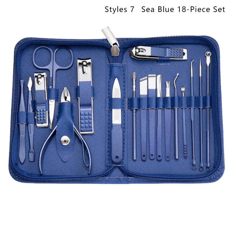 7/9/10/12/16/18/22/26 шт. набор ножей для ногтей из нержавеющей стали, косметический набор, сумка на молнии, маникюрный нож, строгальный станок, плоскогубцы для ногтей, маникюрные инструменты