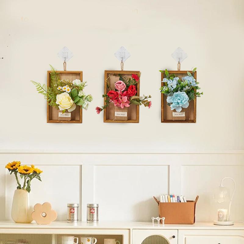 Подвесные цветочные украшения для гостиной Пластиковые настенные дверные поделки Искусственные растения Искусственные цветы Садовые украшения из дерева Украшения для дома