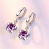 Элегантные серьги-подвески с изящным цветочным дизайном, инкрустированные фиолетовым искусственным кристаллом, подходят для повседневных нарядов, аксессуаров для вечеринок, повседневного декора для свиданий