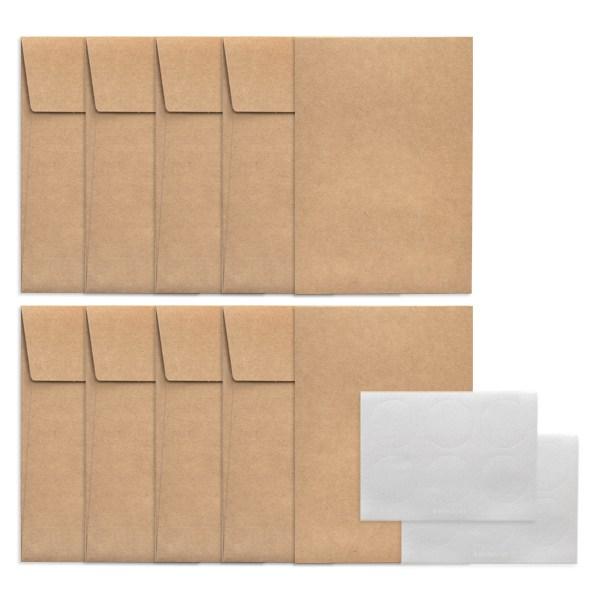 Walgadax Basic Postcard Envelope 10p + Silver Sticker 12p, Kraft, 1 Set