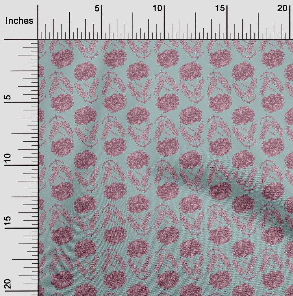 oneOone Cotton Flex Pastel Mint Fabric Florals Fabric For Sewing Printed Craft Fabric By The Yard 40 Inch