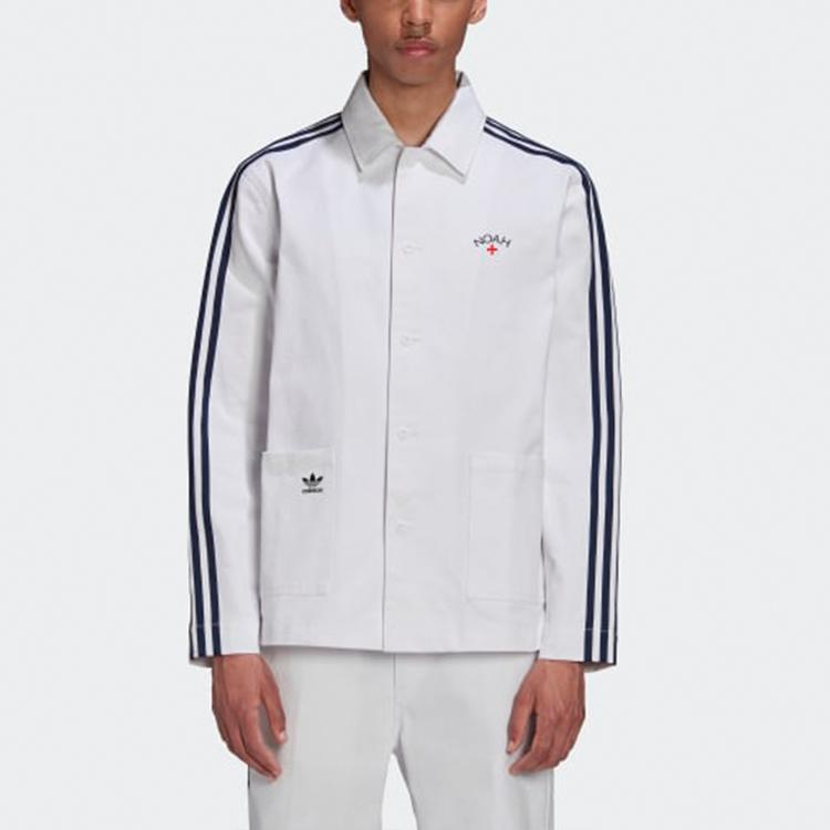 adidas Мужская спортивная куртка в полоску с логотипом Originals X Noah Collaborative, белая GS1391