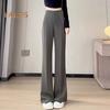 Women Summer Suit Pants High Waist Straight Wide Leg Long Trousers Solid Color Slight Flared Casual Pants Workwear